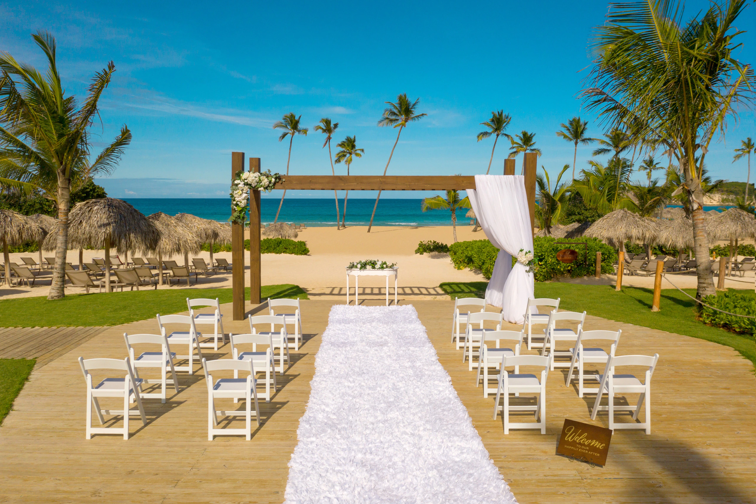 Elegant ballroom wedding banquet setup at Dreams Macao Beach Punta Cana
