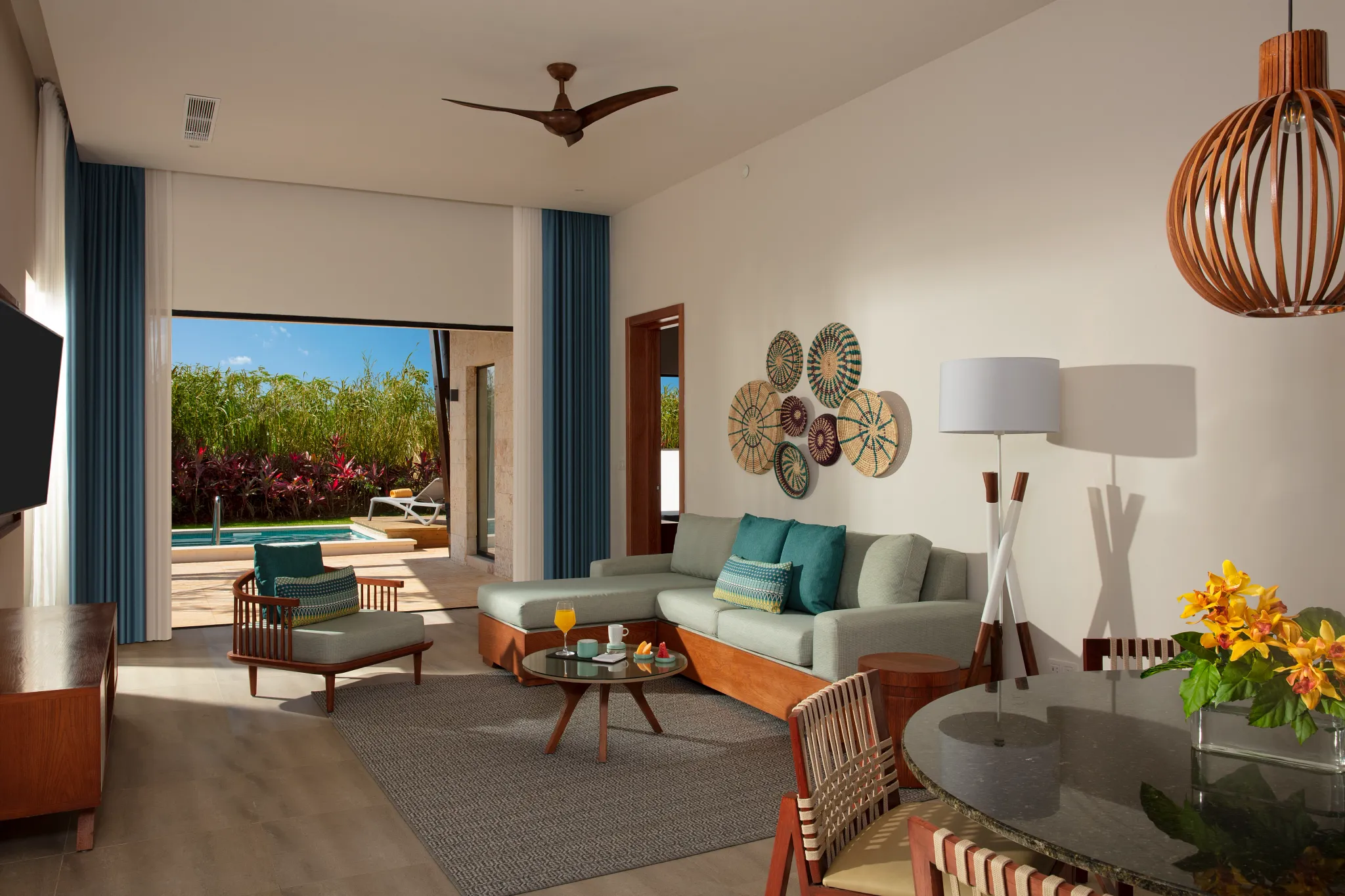 Preferred Club Two-Bedroom Villa with Pool living room at Dreams Macao Beach Punta Cana.