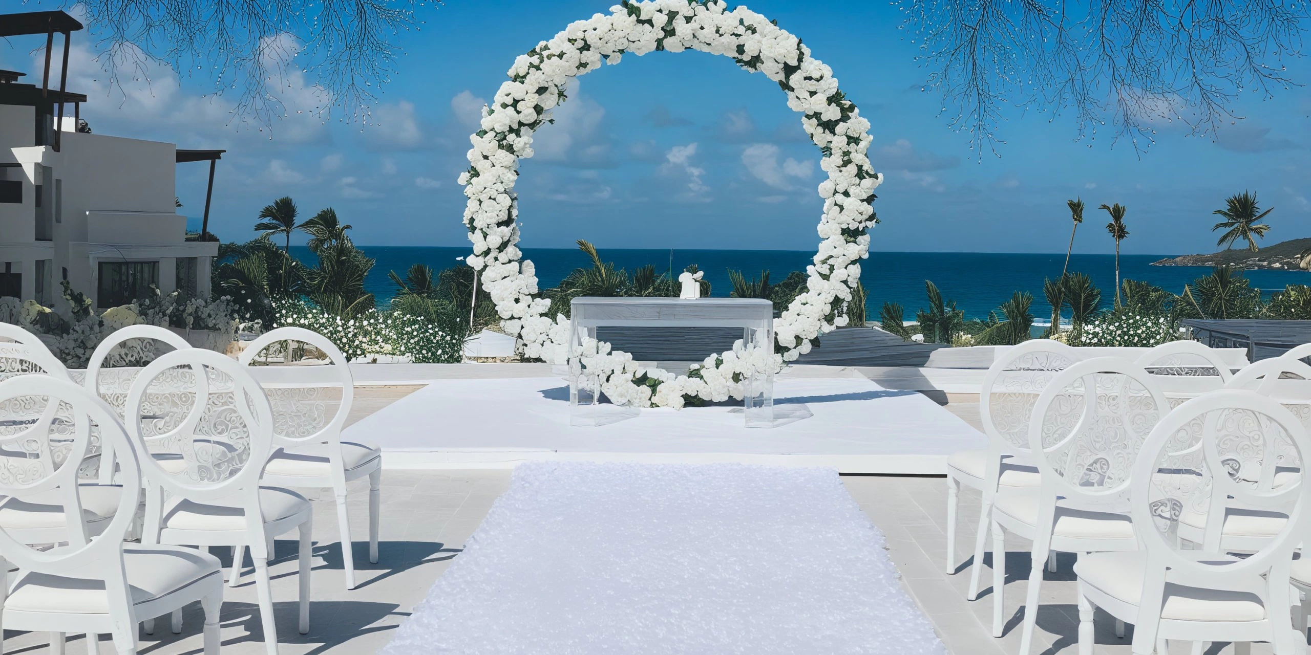 Seaside Sky Terrace wedding venue at Dreams Macao Beach Punta Cana with panoramic ocean views